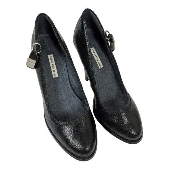 Calvin Klein Shoes Womans  Pumps Black Leather Stillettos Sz 7.5 - Picture 2 of 8